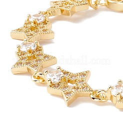 Clear Cubic Zirconia Star Link Chains Bracelet&nbsp;BJEW-I301-03G