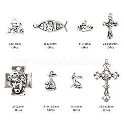 80Pcs 8 Style Tibetan Style Alloy Pendants&nbsp;FIND-LS0001-41AS