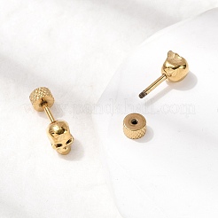 304 Stainless Steel Skull Stud Earrings&nbsp;EJEW-C166-01G
