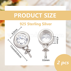 2Pcs 925 Sterling Silver Micro Pave Cubic Zirconia Pendants Bails&nbsp;STER-BC0003-60P