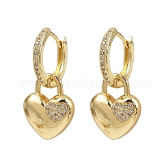 Brass Micro Pave Clear Cubic Zirconia Hoop Earrings&nbsp;EJEW-S275-01G