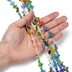 Cross Handmade Millefiori Glass Beads Strands&nbsp;LK-R004-31