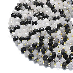 Natural Black Tourmalinated Quartz Beads Strands&nbsp;LS-G-P573-A62-01