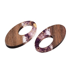 Transparent Resin and Walnut Wood Pendants&nbsp;RESI-T057-02H