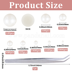 8 Styles Half Round ABS Plastic Imitation Pearl Cabochons&nbsp;OACR-PA0001-19