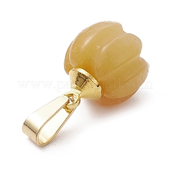 Natural Yellow Aventurine Pumpkin Charms with Golden Tone 304 Stainless Steel Snap on Bails&nbsp;PALLOY-JF02349-02