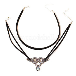 Alloy & Resin Snake Pendant Faux Suede Choker Double Layer Necklaces for Women&nbsp;FS-WGB9EBF-01