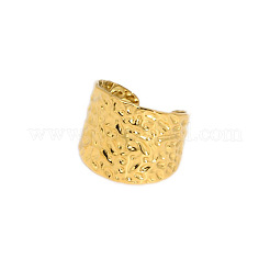 Adjustable 304 Stainless Steel Textured Wide Cuff Rings with Folded Wrinkles for Women&nbsp;GM6773