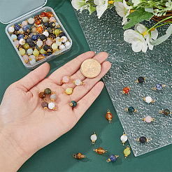 100Pcs 10 Styles Natural Mixed Gemstone Round Link Connector Charms&nbsp;PALLOY-FH00004
