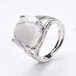 Adjustable Natural Howlite Finger Rings&nbsp;RJEW-F075-01Q