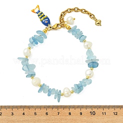 Brass Enamel Fish Charm Bracelets&nbsp;BJEW-JB14062-02