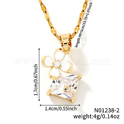 Autumn European and American Fashion Brass Pave Clear Cubic Zirconia Windmill Clover Pendant Necklaces&nbsp;VY0844-2