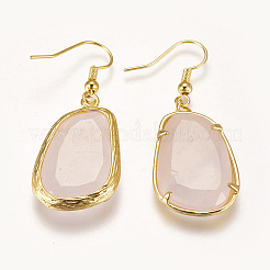 Natural Rose Quartz Dangle Earrings&nbsp;EJEW-I212-K-07G