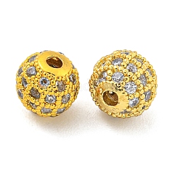 Round Brass Micro Pave Cubic Zirconia Beads&nbsp;ZIRC-N016-01G-6MM