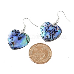 Platinum Tone Brass Natural Paua Shell Dangle Earrings&nbsp;EJEW-M091-01