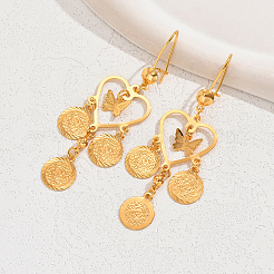 Fashionable Brass Heart Tassel Hoop Earrings&nbsp;JG7155