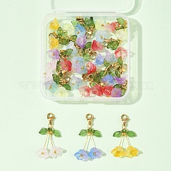 18Pcs 9 Colors Campanula Glass Pendant Decoration&nbsp;HJEW-FS00037