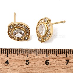 Brass Micro Pave Cubic Zirconia Stud Earrings&nbsp;EJEW-G471-05G-01