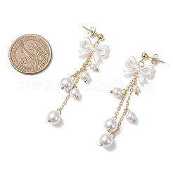 Bowknot ABS Imitation Pearl Beads Dangle Stud Earrings&nbsp;EJEW-TA00755
