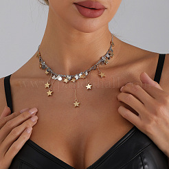 Alloy Star Coin Tassel Choker Necklaces for Women&nbsp;WGB030C-01