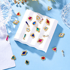 24Pcs 24 Styles Alloy Glass Cabochons&nbsp;MRMJ-TA0001-38