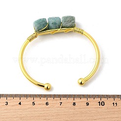 Natural Amazonite Beads Cuff Bangles for Women&nbsp;BJEW-Q035-01G-01