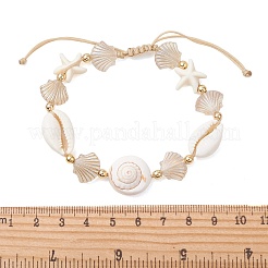Synthetical Turquoise & Natural Mixed Shell & Acrylic Beads Adjustable Bracelets for Women&nbsp;BJEW-TA00743