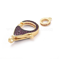 Brass Micro Pave Cubic Zirconia Lobster Claw Clasps&nbsp;ZIRC-K081-95G-03