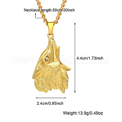304 Stainless Steel Human Wolf Pendant Necklaces for Women&nbsp;WG9F2F3-01