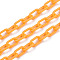 Handmade Opaque Acrylic Paperclip Chains, Drawn Elongated Cable Chains, Orange, 13x7.5x2mm, 19.88 inch(50.5cm)/strand