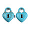 Synthetic Turquoise Gemstone Pendants, Dyed, Heart Padlock, Turquoise, 33x24~24.5x7mm, Hole: 8mm