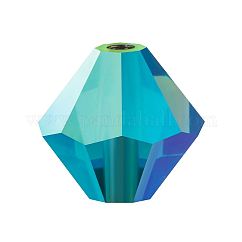 Preciosa&reg Crystal Beads, Czech Crystal, Bicone(451 69 302 Rondelle), 60100 20000 Indicolite AB 2x, 5mm, Hole: 1mm