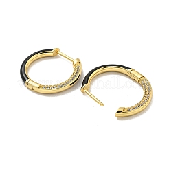 Brass Micro Pave Cubic Zirconia Hoop Earring&nbsp;EJEW-C088-25G-02
