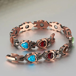 Zinc Alloy & Synthetic Turquoise & Natural Obsidian & Synthetic Goldstone & Cat Eye Link Chain Bracelets&nbsp;FS-WGDAAA9-01