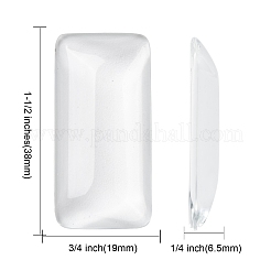 Transparent Rectangle Glass Cabochons&nbsp;X-GGLA-R025-38x19