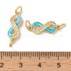 Rack Plating Brass Micro Pave Clear Cubic Zirconia Connector Charms&nbsp;KK-P268-19G
