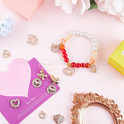 40Pcs 10 Style Alloy Crystal Rhinestone Pendants&nbsp;ALRI-SC0001-35G