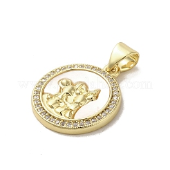 Brass Micro Pave Clear Cubic Zirconia Pendants&nbsp;KK-I708-03A-G