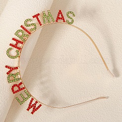 Christmas Theme Alloy Rhinestone Hair Bands for Woman Girls&nbsp;PW-WG47751-01