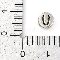 925 Sterling Silver Flat Round with Letter Beads&nbsp;LS-STER-G044-01AS-U