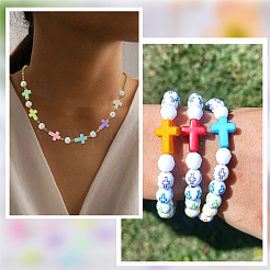 300PCS Opaque Acrylic Cross Beads&nbsp;SACR-SC0001-16