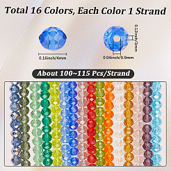 16 Strands 16 Colors Glass Beads Strands&nbsp;EGLA-PA0001-34C