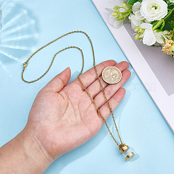 304 Stainless Steel with Glass Cylinder Bottle Urn Ashes Pendant Necklaces&nbsp;NJEW-ME0001-27G