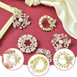 4Pcs 4 Styles Flower & Butterfly Plastic Imitation Pearl Beads Brooch&nbsp;JEWB-CJ0001-29