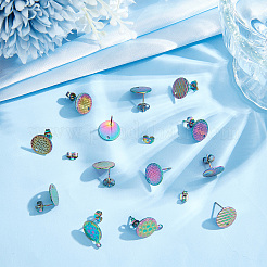 40Pcs 5 Style 304 Stainless Steel Stud Earring Findings&nbsp;STAS-DC0011-79