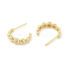 Clear Cubic Zirconia Beaded C-shape Stud Earrings&nbsp;EJEW-P213-14G