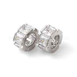 Brass Micro Pave Cubic Zirconia Beads&nbsp;KK-P234-34P
