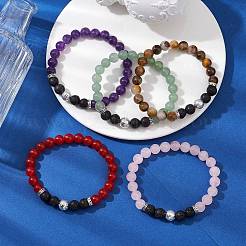 5Pcs Natural Gemstone Stretch Bracelets Sets&nbsp;BJEW-JB10956