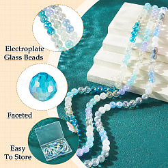 3Strands Electroplate Glass Beads Strands&nbsp;EGLA-TA0013-55
