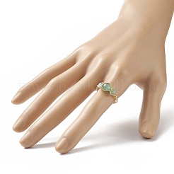 Natural Green Aventurine Round Braided Beaded Finger Ring&nbsp;RJEW-JR00550-05